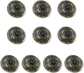 img 4 attached to 10-Piece Mingchen Vintage Feather Cat Eye Decorative Buckle Turquoise Conchos for DIY Leather Goods - Retro Manual DIY Decoration Accessories (Black)