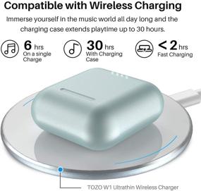 img 2 attached to 🎧 TOZO T6 Настоящие беспроводные наушники: наушники Bluetooth с сенсорным управлением, беспроводным зарядным устройством, защитой IPX8 от воды, стерео-наушниками для спорта, синие