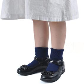 img 3 attached to EPEIUS Girls' Turn Cuff Crew Socks - Seamless Cotton Dress Socks for School Uniform - Pack of 6 - Ideal for Kids Boys