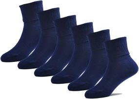 img 4 attached to EPEIUS Girls' Turn Cuff Crew Socks - Seamless Cotton Dress Socks for School Uniform - Pack of 6 - Ideal for Kids Boys