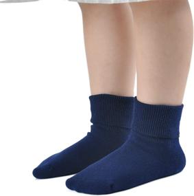 img 1 attached to EPEIUS Girls' Turn Cuff Crew Socks - Seamless Cotton Dress Socks for School Uniform - Pack of 6 - Ideal for Kids Boys