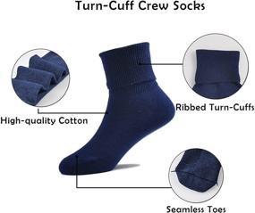img 2 attached to EPEIUS Girls' Turn Cuff Crew Socks - Seamless Cotton Dress Socks for School Uniform - Pack of 6 - Ideal for Kids Boys