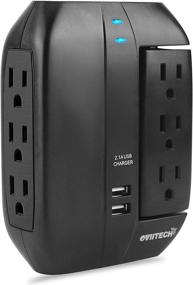 img 4 attached to Oviitech 6 Outlet Multi Plug Swivel Surge Protector Wall Tap with 2 USB Charging Ports - Smart Charging for Home/Office/Travel, ETL Certified