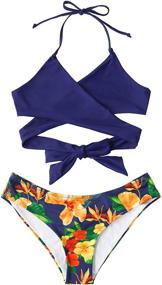 img 3 attached to CUPSHE Womens Flower Halter Bikini