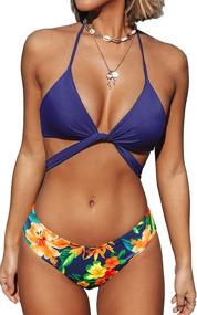 img 4 attached to CUPSHE Womens Flower Halter Bikini