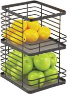 mdesign stacking wire baskets for kitchen cabinet and pantry storage - metal food organizers with open front for cupboard and shelves - matte black, pack of 2 - perfect for organizing fruits, snacks, vegetables логотип