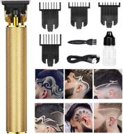 cordless rechargeable hair clippers for men - professional metal body hair trimmer kit with beard shaver - barbershop-quality grooming (gold) logo