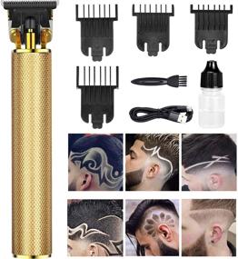 img 4 attached to Cordless Rechargeable Hair Clippers for Men - Professional Metal Body Hair Trimmer Kit with Beard Shaver - Barbershop-Quality Grooming (Gold)