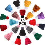 🧶 get creative with 80 pieces of assorted color mini knitting hats doll hat art diy craft knitting decoration - perfect hair accessories logo