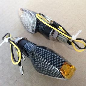 img 1 attached to 🏍️ HTTMT MT303-008-CN+CL Carbon Fiber LED Motorcycle Dual Sport Turn Signal Light Clear Lens, Compatible with Suzuki, Kawasaki, Yamaha