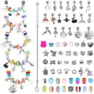 📿 supplies for diy jewelry making - silver charm bracelet kit with 85 pcs - crafts gifts set for girls teens age 5-15 - juguetes para niñas logo