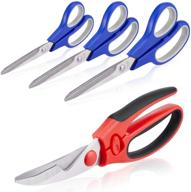 multipurpose kitchen scissors 4-piece bulk set - ultra sharp blade shears with comfort-grip handles for home, school, and office - ideal for sewing, crafts, and fabric supplies - fits right-handed users logo