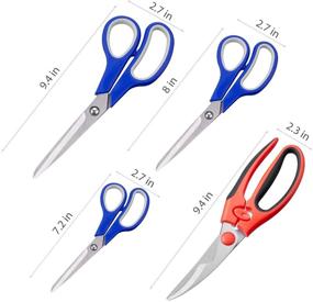 img 3 attached to Multipurpose Kitchen Scissors 4-Piece Bulk Set - Ultra Sharp Blade Shears with Comfort-Grip Handles for Home, School, and Office - Ideal for Sewing, Crafts, and Fabric Supplies - Fits Right-Handed Users