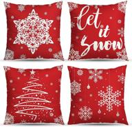 clearance christmas pillow covers: set of 🎄 4 farmhouse throw pillow covers for indoor/outdoor xmas decorations logo