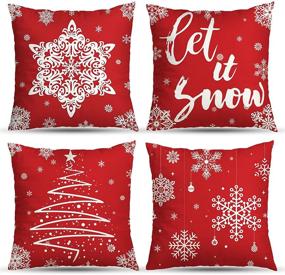 img 4 attached to Clearance Christmas Pillow Covers: Set of 🎄 4 Farmhouse Throw Pillow Covers for Indoor/Outdoor Xmas Decorations