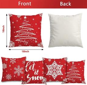 img 3 attached to Clearance Christmas Pillow Covers: Set of 🎄 4 Farmhouse Throw Pillow Covers for Indoor/Outdoor Xmas Decorations