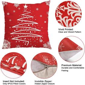 img 2 attached to Clearance Christmas Pillow Covers: Set of 🎄 4 Farmhouse Throw Pillow Covers for Indoor/Outdoor Xmas Decorations