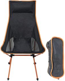 img 4 attached to 🪑 Sutekus Ultralight Backpacking Camping Chair: High Back, Headrest, and Carry Bag - Perfect for Camping, Hiking, and Outdoor Adventures in Vibrant Orange!