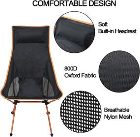img 2 attached to 🪑 Sutekus Ultralight Backpacking Camping Chair: High Back, Headrest, and Carry Bag - Perfect for Camping, Hiking, and Outdoor Adventures in Vibrant Orange!
