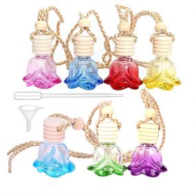 img 4 attached to 🚗 7 Colors Car Hanging Perfume Bottles - Glass Essential Oil Fragrance Diffuser for Car Air Freshener - Empty Bottle for Car Perfume Pendant Ornaments