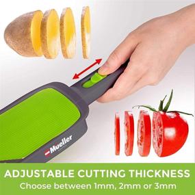 img 2 attached to 🥕 Mueller Handheld Vegetable V Slicer Salad Utensil - Ideal for Zucchini, Carrots, Onions & More - Create Low Carb, Paleo & Gluten-Free Meals - Adjustable Thickness for Perfect Slicing