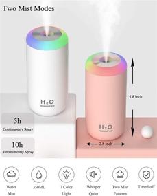 img 4 attached to 🌸 O-Mei Mini Humidifier with Night Light - USB 350ml Cool Mist, Perfect for Bedroom & Plants (Pink, Spare Filter Included)