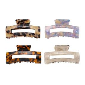 img 3 attached to 🦁 Sweilise 4Pcs Hair Claw Clips: Стильные щетины французского стиля с леопардовым принтом из целлюлоида для женщин и девочек.