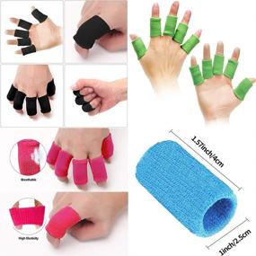 img 3 attached to ✋ ELANE Finger Splint Set - 40 PCS Finger Holster Thumb Brace Support for Gaming, Sports, Basketball - Elastic Sleeves for Finger Support - Black, Green, Skyblue, Rosered