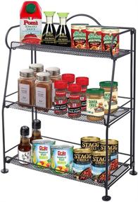 img 4 attached to 🌶️ JOMAY 3 Tier Foldable Spice Rack Organizer for Kitchen & Bathroom - Metal Countertop Cabinet Holder with Guardrail for Office & Storage Shelf