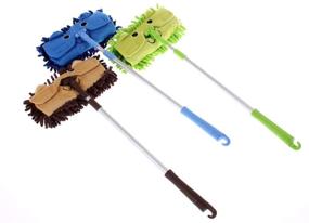 img 3 attached to Xifando Mini Microfiber Chenille Cartoon Flat Dust Mop for Kids - Detachable, 360° Rotation, Extension-Type (Brown)
