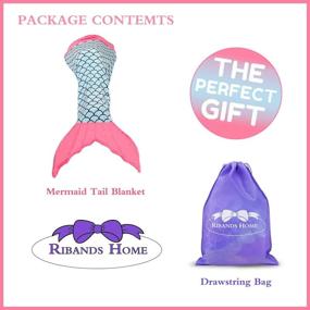 img 1 attached to 🧜 RIBANDS HOME Mermaid Tail Blanket for Kids, Flannel Fish Scale Design Sleeping Bag - All Season, Snuggly and Great Gift (Blue & Pink)