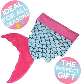 img 3 attached to 🧜 RIBANDS HOME Mermaid Tail Blanket for Kids, Flannel Fish Scale Design Sleeping Bag - All Season, Snuggly and Great Gift (Blue & Pink)