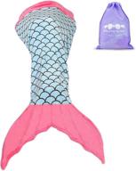 🧜 ribands home mermaid tail blanket for kids, flannel fish scale design sleeping bag - all season, snuggly and great gift (blue & pink) logo