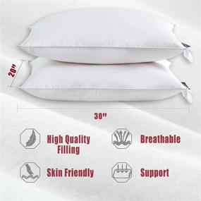 img 3 attached to 🦆 TURMECOWE Goose Down Feather Pillows for Sleeping – Hotel Collection – Soft and Supportive for Side, Stomach & Back Sleepers – Queen Size Set of 2 in White