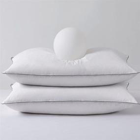 img 4 attached to 🦆 TURMECOWE Goose Down Feather Pillows for Sleeping – Hotel Collection – Soft and Supportive for Side, Stomach & Back Sleepers – Queen Size Set of 2 in White
