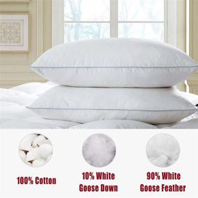 img 2 attached to 🦆 TURMECOWE Goose Down Feather Pillows for Sleeping – Hotel Collection – Soft and Supportive for Side, Stomach & Back Sleepers – Queen Size Set of 2 in White
