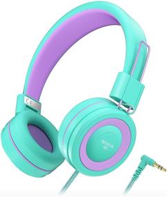 img 4 attached to NIVAVA K8 Kids Headphones For Children Boys Girls Teens Wired Foldable Lightweight Stereo On Ear Headset For Cellphones Computer MP3/4 Kindle Airplane School(Green/Purple)