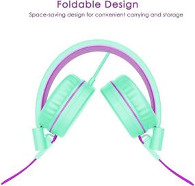 img 2 attached to NIVAVA K8 Kids Headphones For Children Boys Girls Teens Wired Foldable Lightweight Stereo On Ear Headset For Cellphones Computer MP3/4 Kindle Airplane School(Green/Purple)