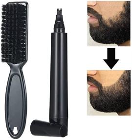 img 1 attached to 🧔 JINGYANG Beard Pencil Filler - Fast Camouflage Natural Hair Growth - Waterproof Beard Pencil and Brush Kit for Men (Black + Dark Brown)