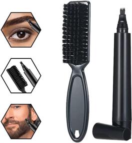 img 3 attached to 🧔 JINGYANG Beard Pencil Filler - Fast Camouflage Natural Hair Growth - Waterproof Beard Pencil and Brush Kit for Men (Black + Dark Brown)