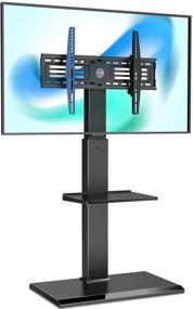 img 4 attached to 📺 FITUEYES Floor TV Stand with Swivel Mount for 32-65 Inch LCD LED TVs, Adjustable Shelf, Universal, Bedroom and Corner, Black, FT-S2601MB