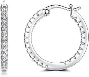 img 4 attached to Hypoallergenic Small Medium CZ Hoop Earrings for Women, Men & Girls - Silver Huggie Hoop Earrings with Cubic Zirconia for Cartilage Piercings - Available in 15mm, 20mm, and 30mm sizes