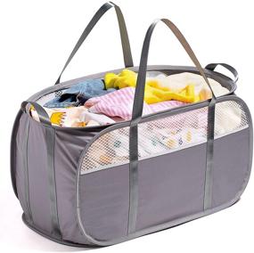 img 4 attached to 🧺 Fenlosi Tear-Proof Pop-Up Laundry Hampers with Sturdy Handles, Portable & Convenient for Staircases, Honeycomb Mesh-Breathable Design, Easily Collapsible Laundry Basket (Capacity for 2.5 Loads)