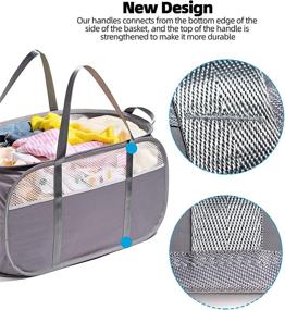 img 2 attached to 🧺 Fenlosi Tear-Proof Pop-Up Laundry Hampers with Sturdy Handles, Portable & Convenient for Staircases, Honeycomb Mesh-Breathable Design, Easily Collapsible Laundry Basket (Capacity for 2.5 Loads)