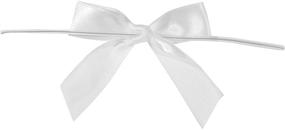 img 1 attached to Reliant Ribbon 5171-03003-2X1 Small Satin Twist 🎀 Tie Bows - 5/8 Inch X 100 Pieces, White