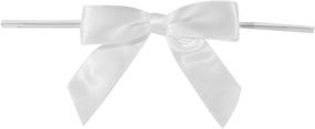 img 2 attached to Reliant Ribbon 5171-03003-2X1 Small Satin Twist 🎀 Tie Bows - 5/8 Inch X 100 Pieces, White