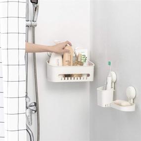 img 1 attached to Waterproof Shower Caddy Set - Suction Cup Shower Shelf, Bathroom 🚿 Basket - Easy Installation, No Drilling, Removable Organizer - Pack of 3, White