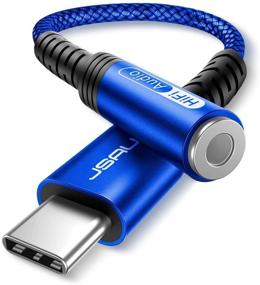 img 4 attached to 🔌 JSAUX USB C to 3.5mm Female Headphone Jack Adapter, Type C to Aux Audio Dongle Cable Cord for Pixel 4 3 2 XL, Samsung Galaxy S21 S20 Ultra S20+ Note 20 10 S10 S9 Plus, iPad Pro - Blue