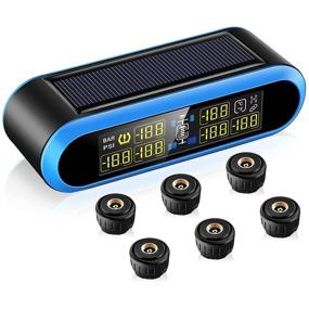 img 4 attached to 🚗 Система контроля давления в шинах, Blueskysea T650 Беспроводная солнечная TPMS для автодомов и прицепов, 6 внешних датчиков на 200PSI, ЖК-дисплей, Оповещение в реальном времени о давлении и температуре, голубой цвет - Идеально подходит для фургонов, грузовиков и автомобилей.