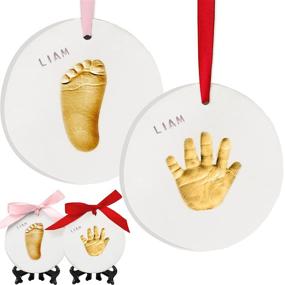img 4 attached to 👶 Baby Handprint Footprint Ornament Keepsake Kit - Create Lasting Memories with Personalized Baby Prints - Perfect Baby Nursery Memory Decor & Thoughtful Baby Shower or Christmas Gift (Gold Paint)